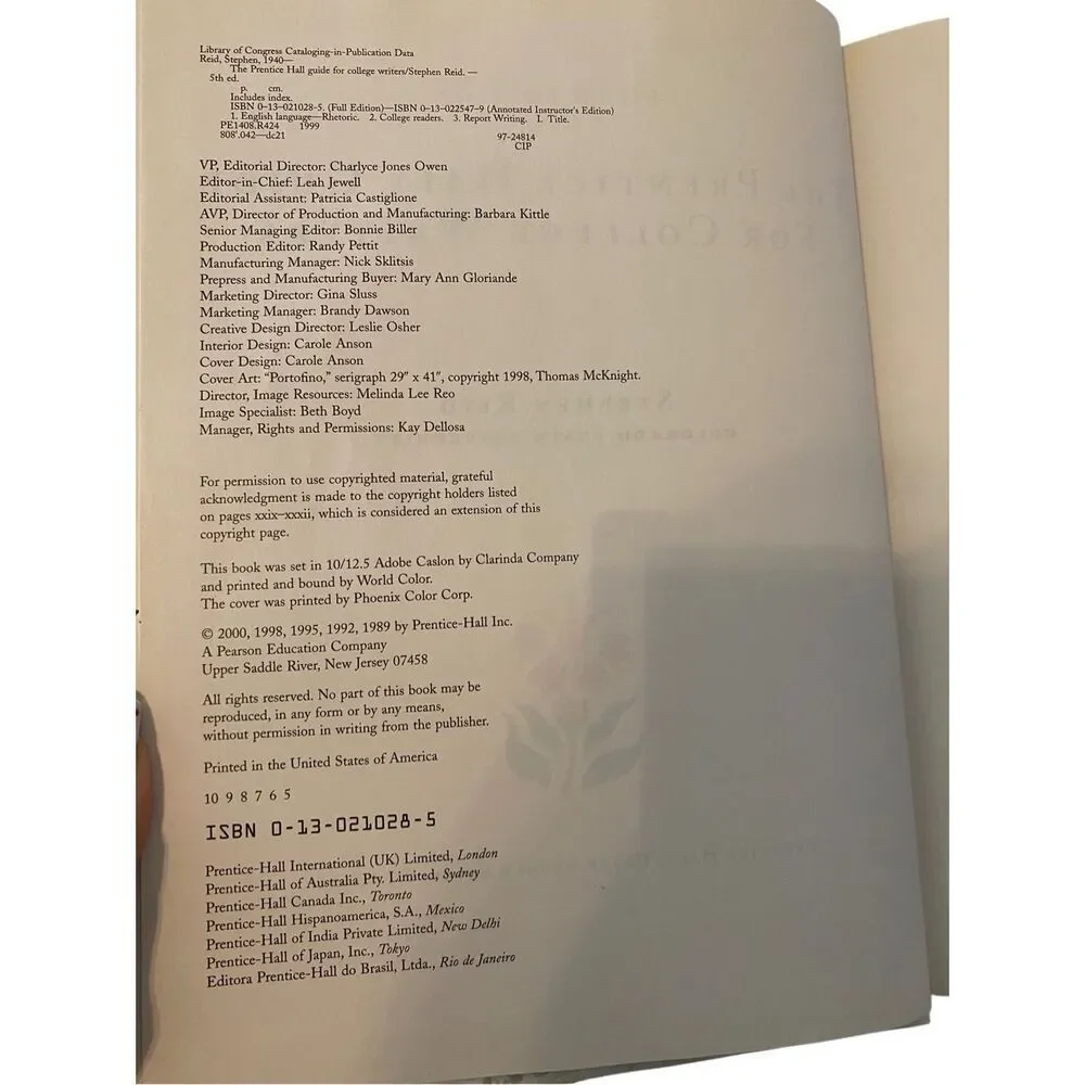 The Prentice Hall Guide For College Writers 5th Edition Hardcover Book